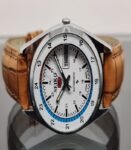 Seiko 5 White Men's Watch Automatic Vintage Japan Movement 6309 Brown Strap 37MM