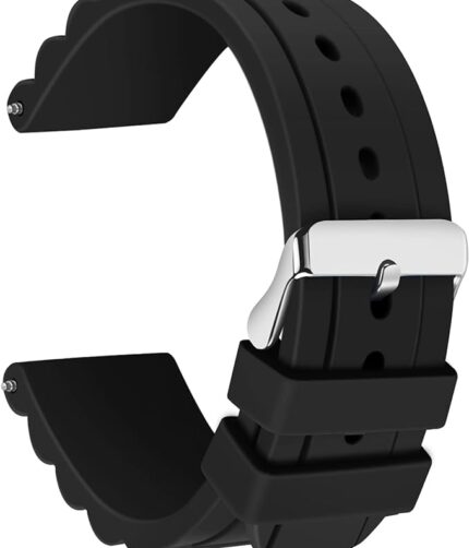 Men's Black Silicone Rubber Watch Straps Bands Waterproof for Fossil Watch