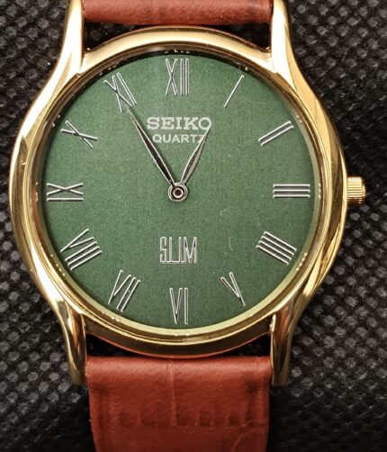 Seiko Quartz Japan Made Vintage Wrist Watch For Men’s Green Dial