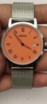 Seiko Quartz Japan Made Vintage Date Wrist Watch For Men’s Orange Dial