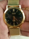 Seiko Quartz Men’s Wrist Watch Vintage Japan Made Gold Chain 30mm