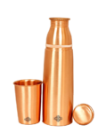 Steel Copper Luxury & Embossed Design Fridge Bottle With Handle, Drinkware, 900 ML - Luxury